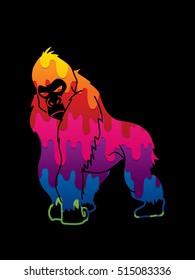 Gorilla standing designed using melt colors graphic vector.