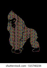 Gorilla standing designed using mosaic pattern graphic vector.