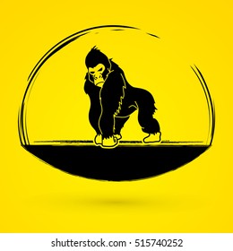 Gorilla standing graphic vector.