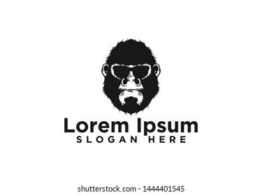 Gorilla with sun glasses logo design, Vector illustration