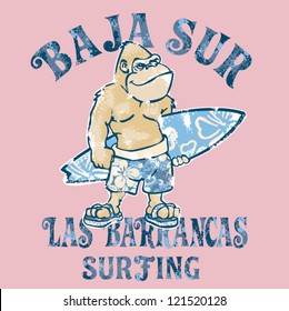 Gorilla surfer - print for boy t shirt in custom colors