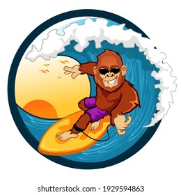 gorilla surfers cartoon in vector