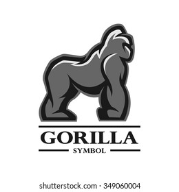 Gorilla for the symbol, logo, labels, and other design. Artistic silhouette of wild animals.