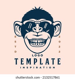 gorilla template logo in glasses style. vector