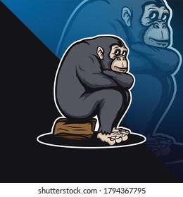 Gorilla Thinker Mascot diseños Logo