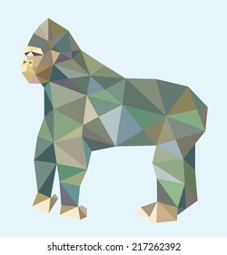 Gorilla triangle low polygon style. Good use for symbol, sticker design, website icon, avatar, or any design you want. Easy to use.