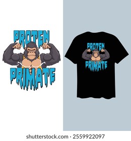 Gorilla T-Shirt Design, bodybuilder, hand drawn gorilla