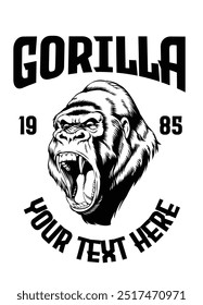 Gorilla T-Shirt Design Illustration Vintage