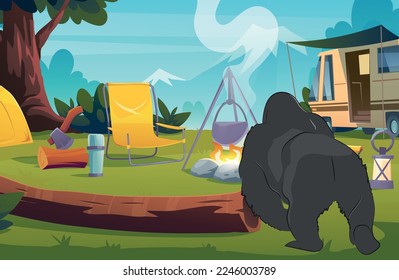 gorilla vector art ground image