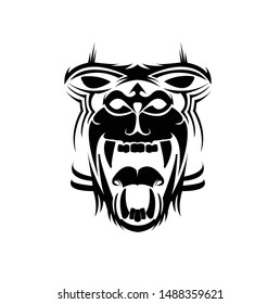 gorilla vector art with tribal design and ape head silhouette