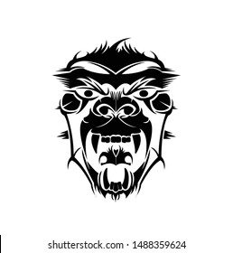 gorilla vector art with tribal design and ape head silhouette