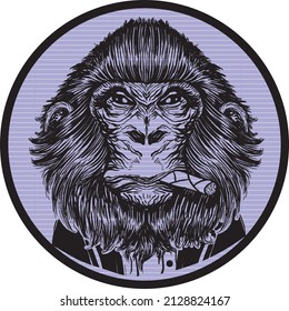 Gorilla Vector Art is used for Commercial or editorial And it's Able to edit any size, color, Background etc