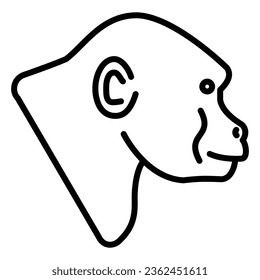 Gorilla Vector Icon, Lineal style icon, from Animal Head icons collection, isolated on white Background
