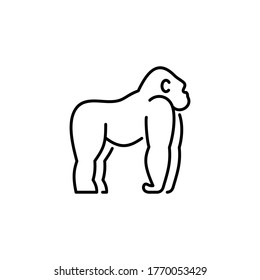 Gorilla vector icon. Monkey outline symbol. Wild animal, African savannah fauna. 