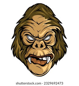 Gorilla. Vector illustration of primates. Angry gorilla head