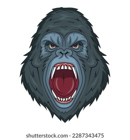 Gorilla. Vector illustration of primates. Evil gorilla head