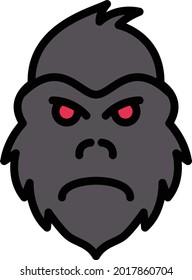 Gorilla vector line colour icon