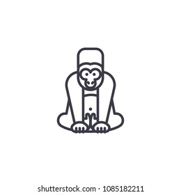 gorilla vector line icon, sign, illustration on background, editable strokes