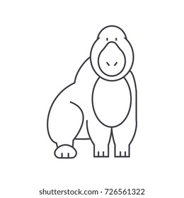 gorilla vector line icon, sign, illustration on background, editable strokes