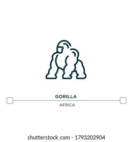 gorilla vector line icon. Simple element illustration. gorilla outline icon from africa concept. Can be used for web and mobile
