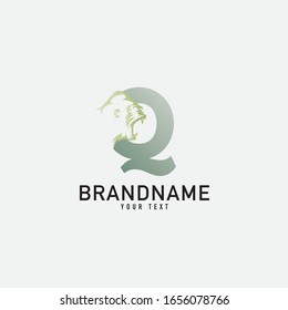 Gorilla Vector Logo Template. Letter Q