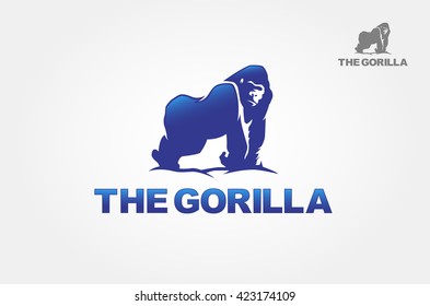 The Gorilla Vector Logo Template. Gorilla for the symbol. Artistic silhouette of wild animals. Logo Illustration.