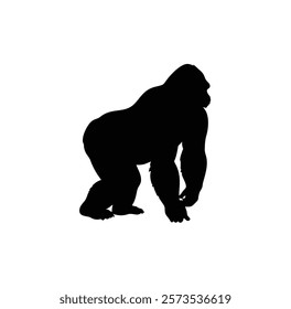  A gorilla vector silhouette.King of the Jungle.