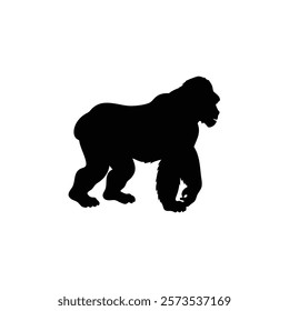  A gorilla vector silhouette.King of the Jungle.