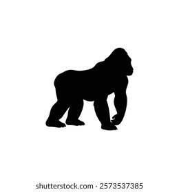  A gorilla vector silhouette.King of the Jungle.