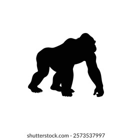  A gorilla vector silhouette.King of the Jungle.