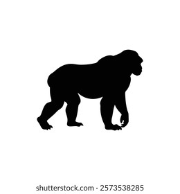  A gorilla vector silhouette.King of the Jungle.