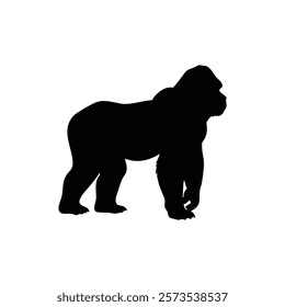  A gorilla vector silhouette.King of the Jungle.