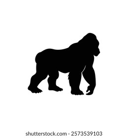  A gorilla vector silhouette.King of the Jungle.