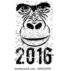 gorilla vintage illustration, engraved retro style, hand drawn, sketch