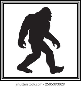 Gorilla Walking silhouette, wildlife illustration.