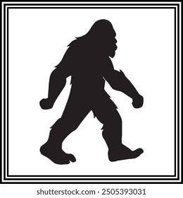 Gorilla Walking silhouette, wildlife illustration.