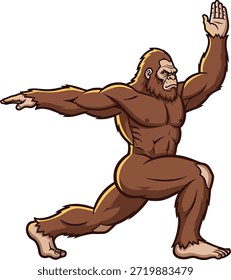 Guerrero de gorila Pose Balance Fuerza Ilustración de fitness