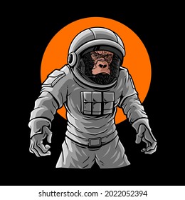 Gorilla Wearing Astronaut Costume Premium Vector