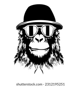 Gorilla wearing a cap and sunglasses vector