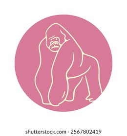 Gorilla white line drawing illustration material