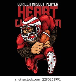 the gorilla who became the mascot of American football complete with the player's clothes, plus the body position that was running carrying the ball.
