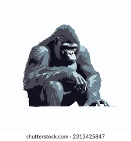 Gorilla wild animal on white background illustration