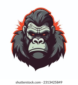 Gorilla wild animal on white background illustration