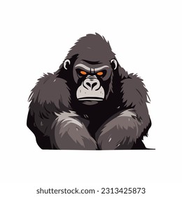 Gorilla wild animal on white background illustration