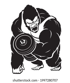 Gorilla Work Out, Gym Illustration