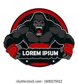 caricatura del logo de lucha libre gorila en vector