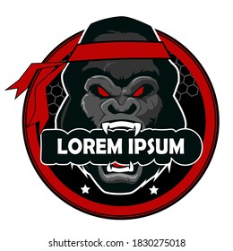 gorilla wrestling logo cartoon in vector