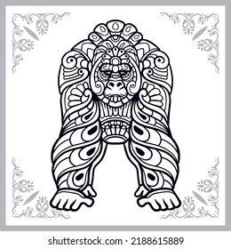 Gorilla zentangle arts isolated on white background