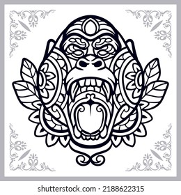 Gorilla zentangle arts isolated on white background