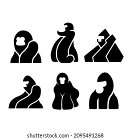 Gorillas abstract vector logo or icon template, sign or symbol.